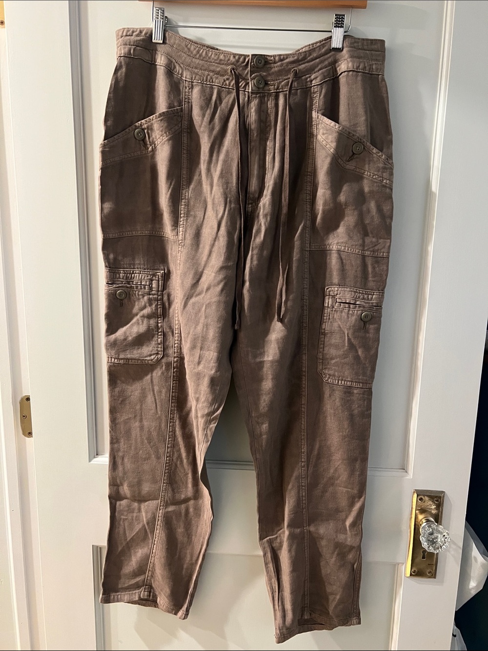 Brown Cargo Drawstring Women's Pants